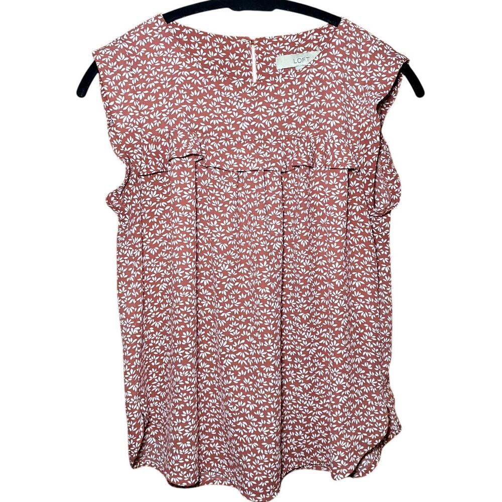 Ann Taylor - Loft Tank Top Blouse - Muted Red and White Pattern